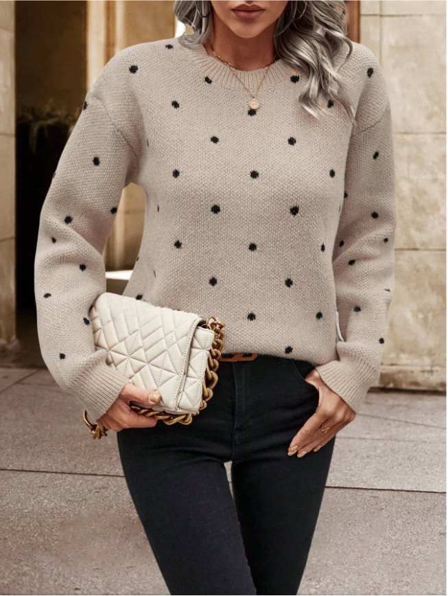 Damen Strickpullover mit Punktmuster und weitem Schnitt Drune