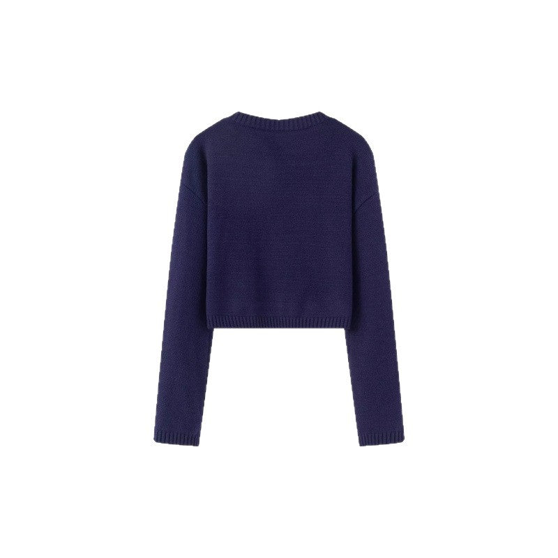 Damen Cropped Pullover mit verspieltem Schleifenmotiv Drune