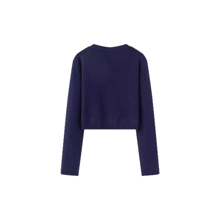 Damen Cropped Pullover mit verspieltem Schleifenmotiv Drune