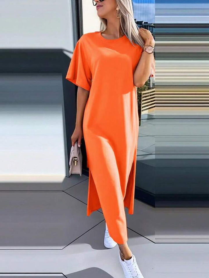 Damen Lässiges Maxikleid mit seitlichen Schlitzen und Oversize-Design Drune