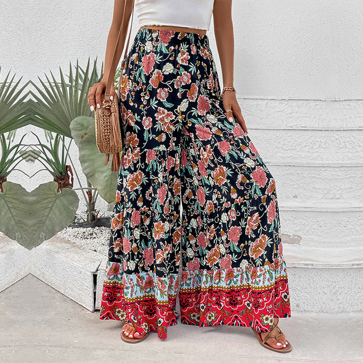 Damen Maxirock mit Stufen, elastischem Bund und floralem Boho-Print Drune