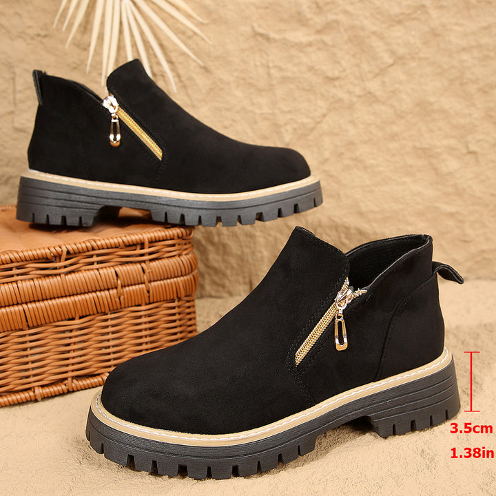 Damen Ankle-Boots mit Profilsohle, seitlichem Reißverschluss und gepolstertem Komfortschaft Drune