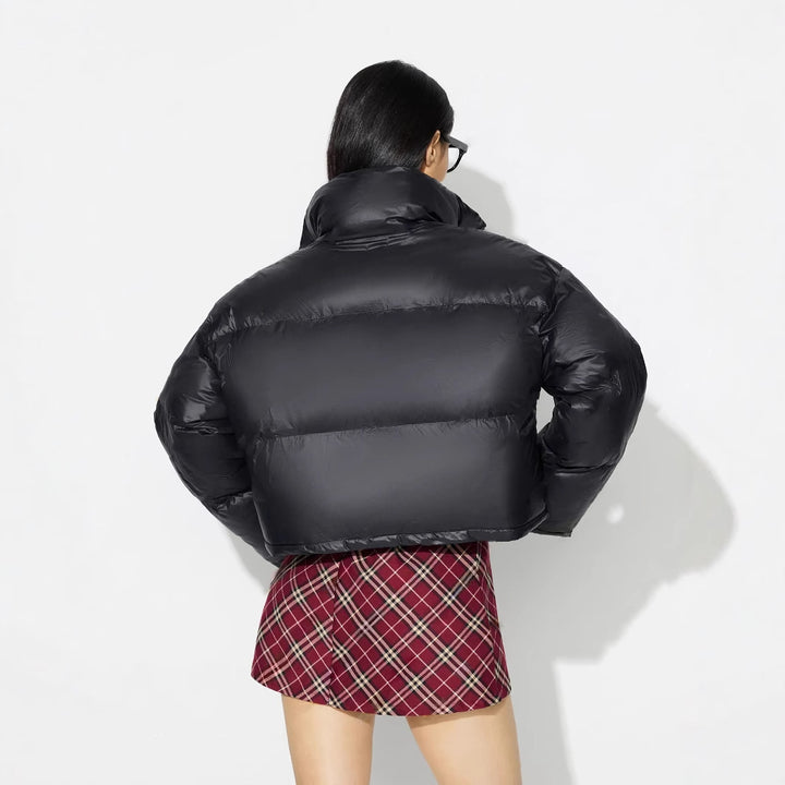 Damen modische Daunenjacke mit überschnittenen Ärmeln und trendigem Kragen Drune