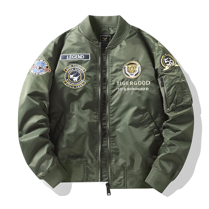 Herren Sportliche Bomberjacke mit vielen detaillierten Patches Drune
