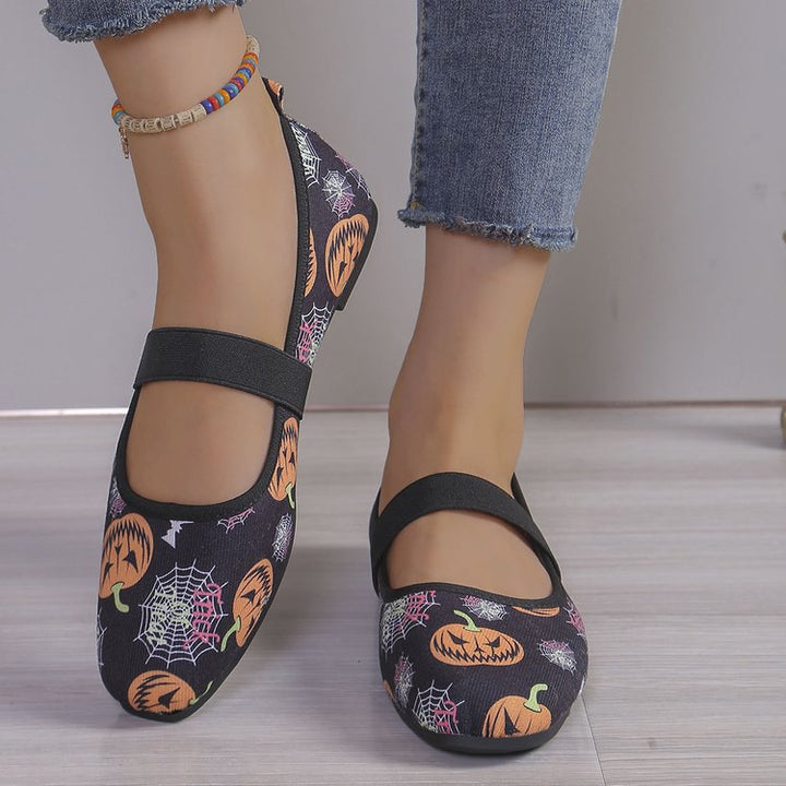 Damen Halloween-Motiv Ballerinas mit elastischem Fußbett Drune