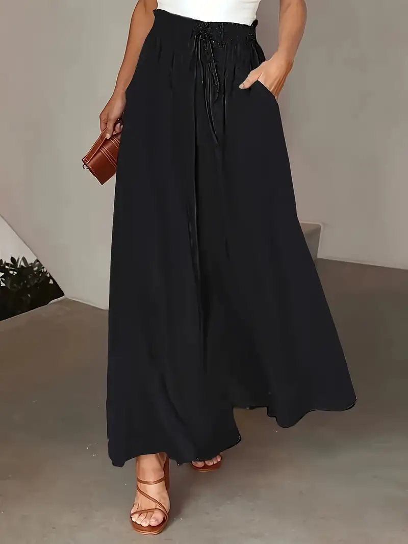 Damen culottehose mit elastischem Bund und gesticktem Punktemuster Drune