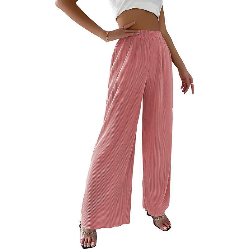 Damen Fließende Plissierte weit geschnittene Hose Drune