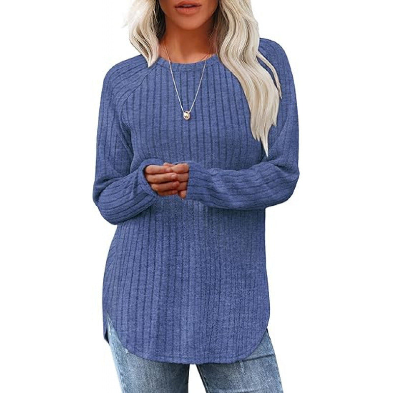Damen lässiger Pullover mit geripptem Muster und weitem Schnitt Drune