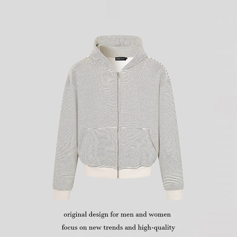 Damen Feinringel-Zipjacke mit hohem Stehkragen, Kängurutaschen und elastischem Saum Drune