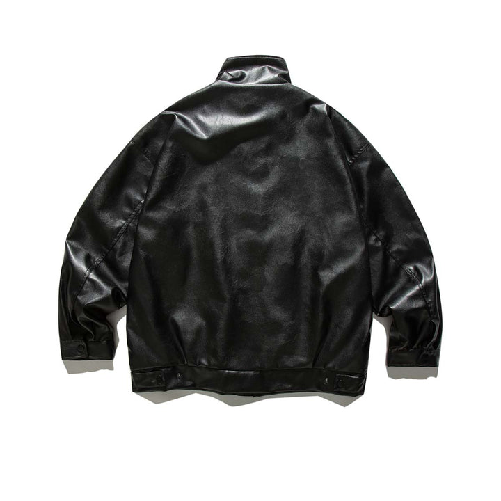 Damen modische lässige Lederjacke mit charakteristischen Taschen Drune
