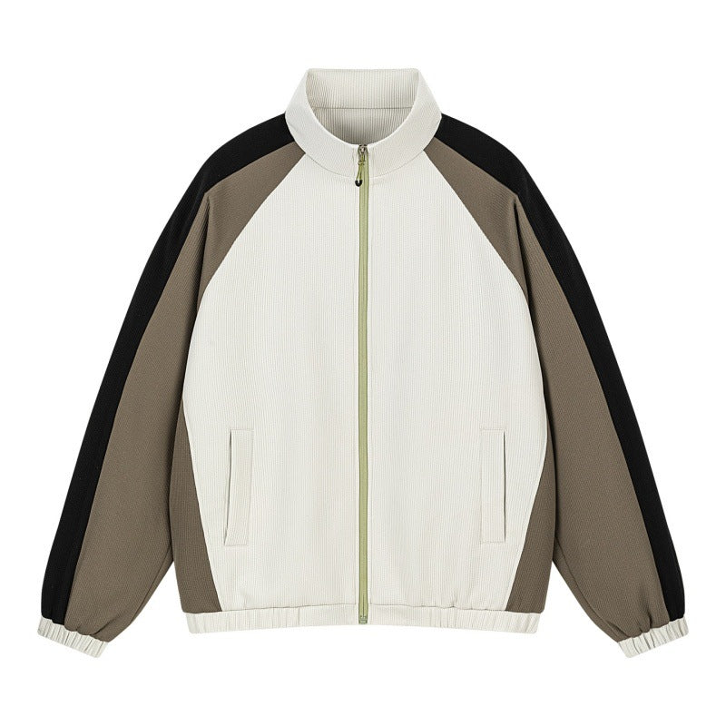 Herren Mehrfarbige Trackjacke mit Stehkragen, Raglanärmeln und durchgehendem Reißverschluss Drune