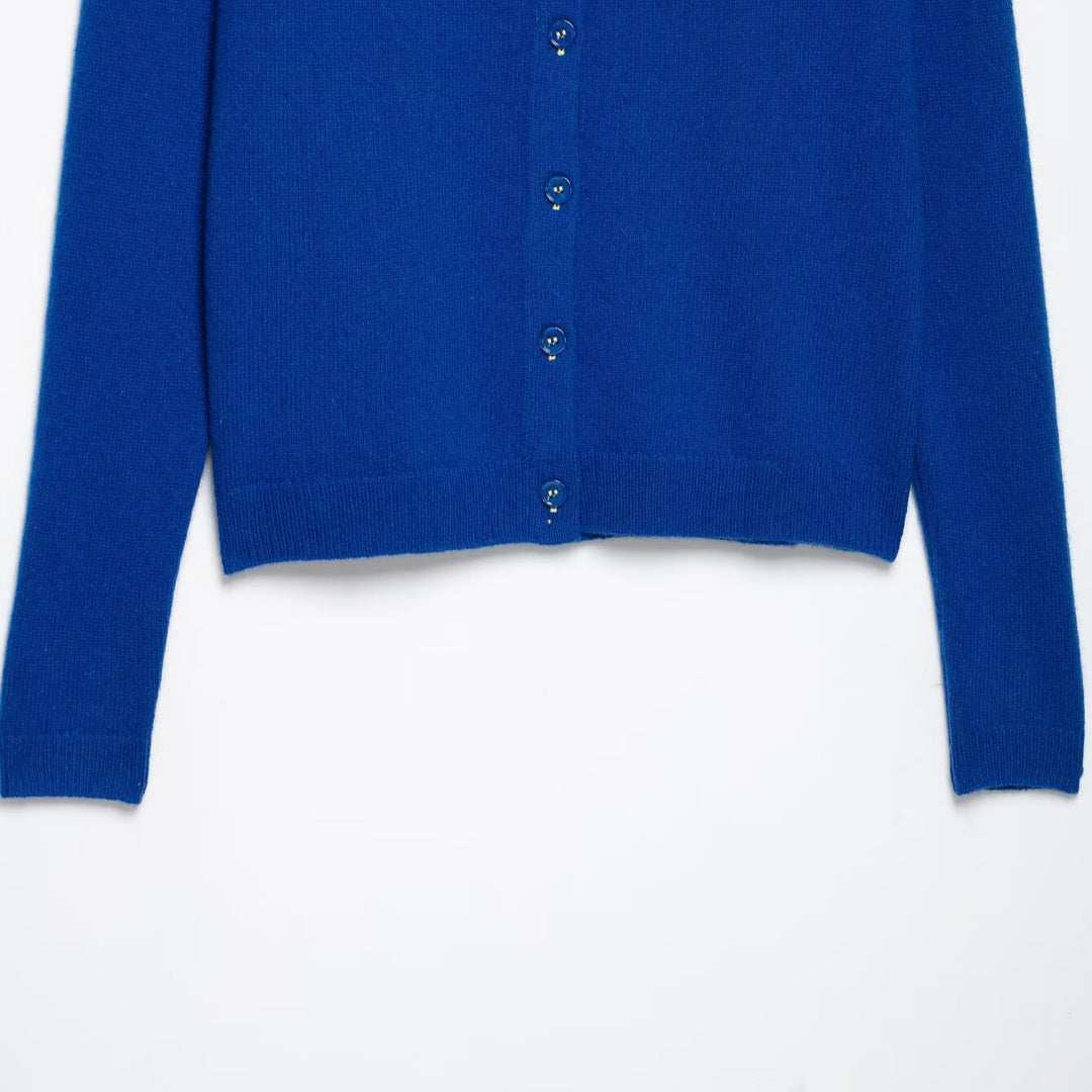 Damen Feinstrick-Cardigan mit Rundhalsausschnitt und Knopfleiste Drune
