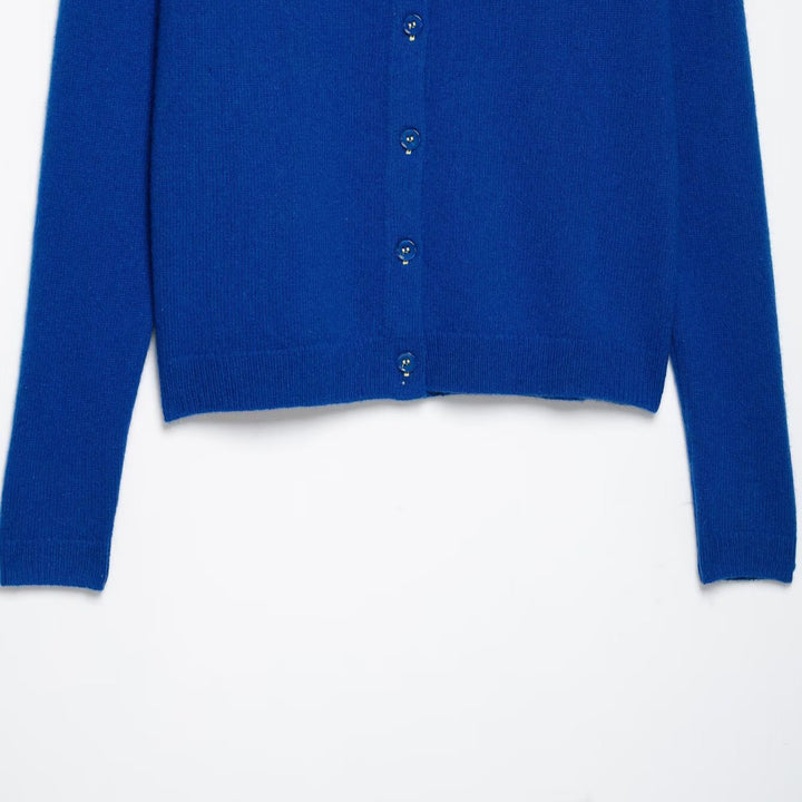 Damen Feinstrick-Cardigan mit Rundhalsausschnitt und Knopfleiste Drune