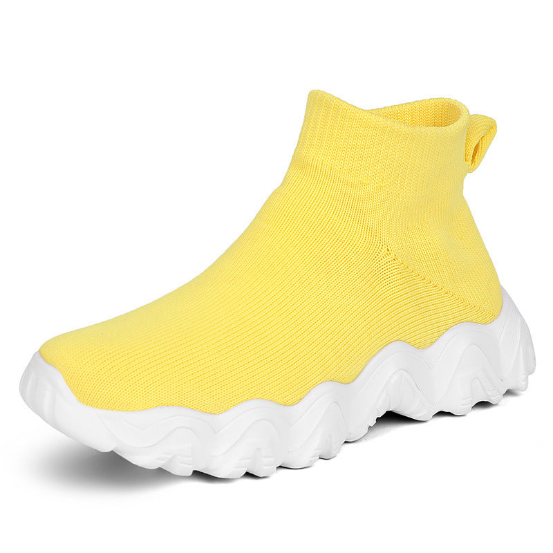 Damen nan elastischer Strick-Sockenschuh mit ergonomischer Wellen-Plateausohle Drune