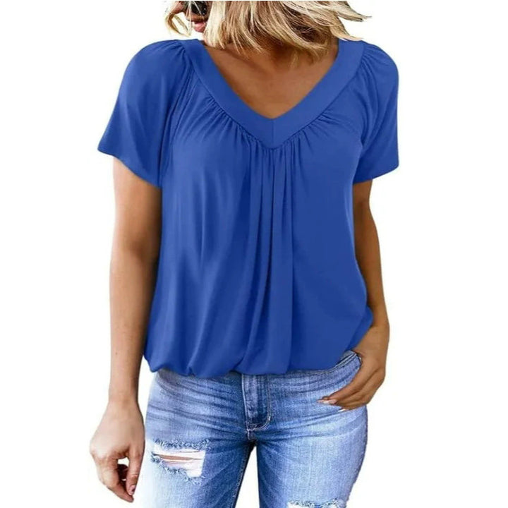 Damen V-Ausschnitt Bluse mit weichem Fall und modischem Schnitt Drune