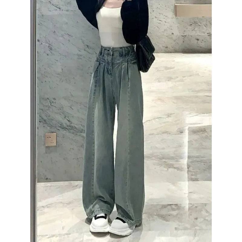 Damen Weit geschnittene High-Waist Jeans mit eleganter Bundgestaltung Drune