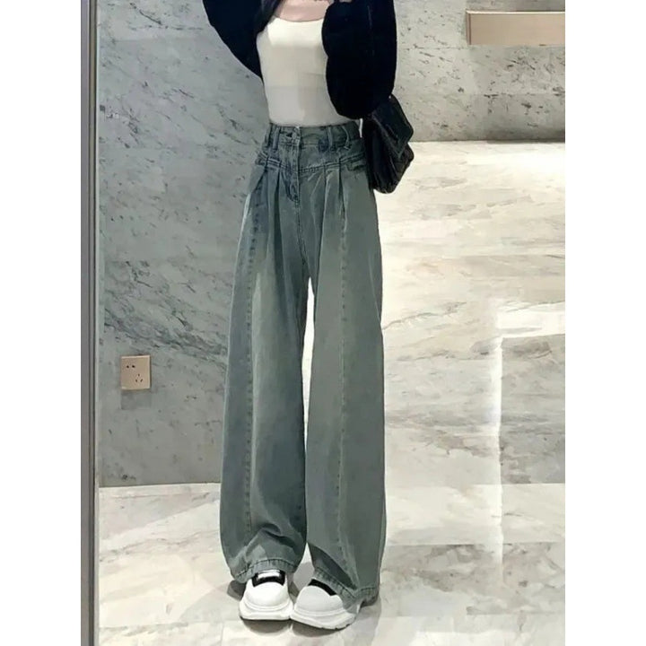 Damen Weit geschnittene High-Waist Jeans mit eleganter Bundgestaltung Drune