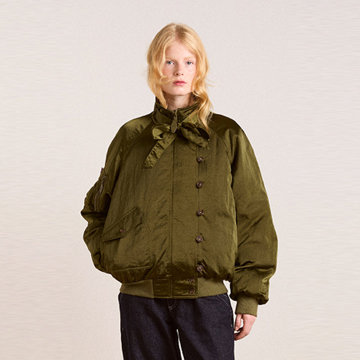Damen Urbane Bomberjacke mit eleganten Details und hohem Kragen Drune