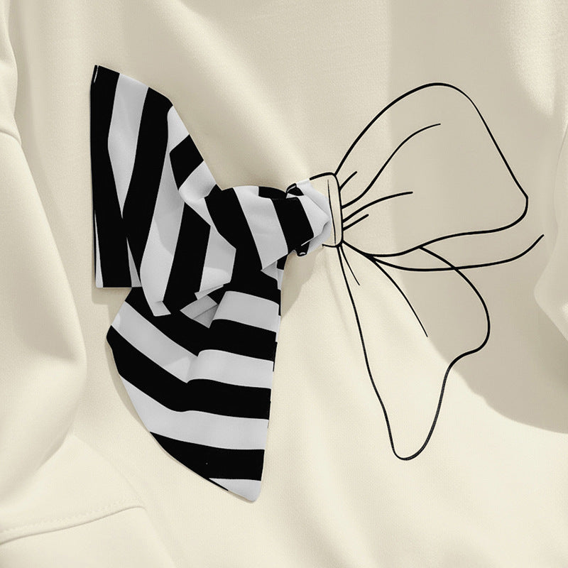 Damen Lässiger Sweatshirt mit Schleifen-Design Drune