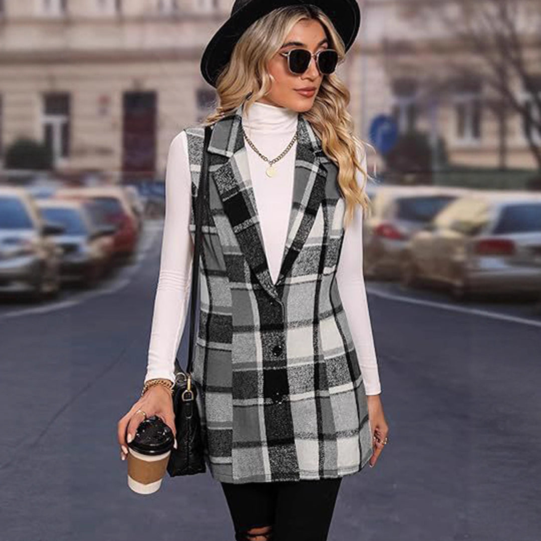 Damen Langjacke im modernen Karo-Design Drune