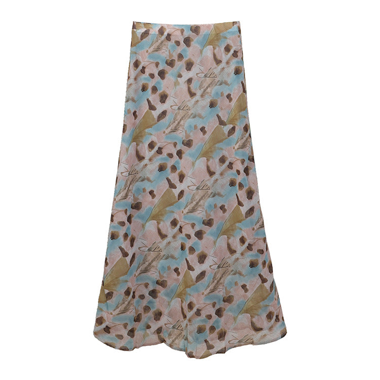 Damen nan fließender Maxirock mit A-Linie und feinem Vintage-Print Drune