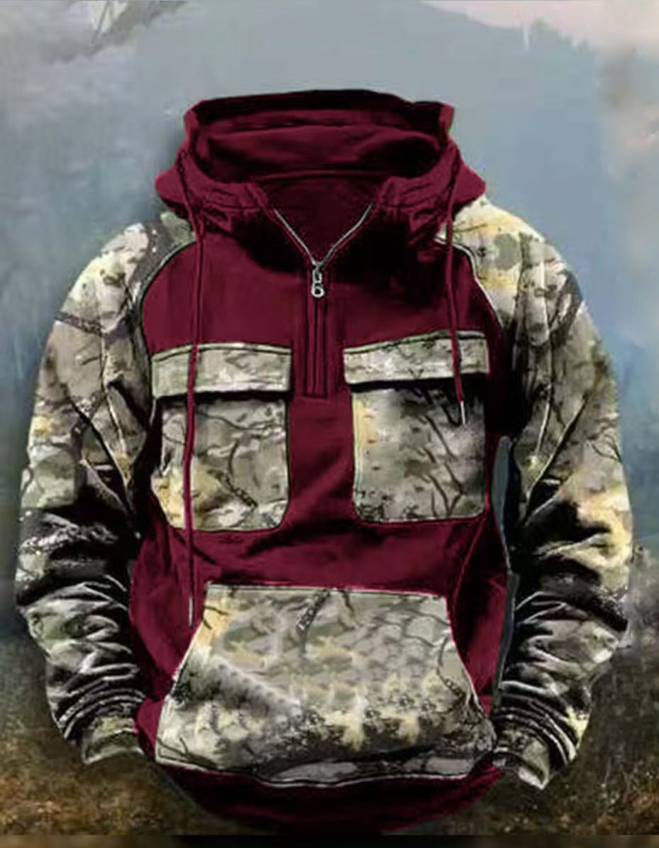 Herren Camouflage Funktionskapuzenpullover Drune