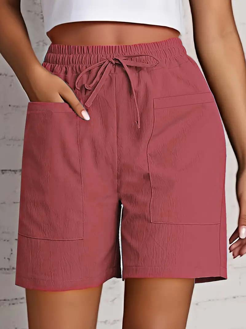 Damen entspannte Shorts mit breitem Gummibund und praktischen Taschen Drune