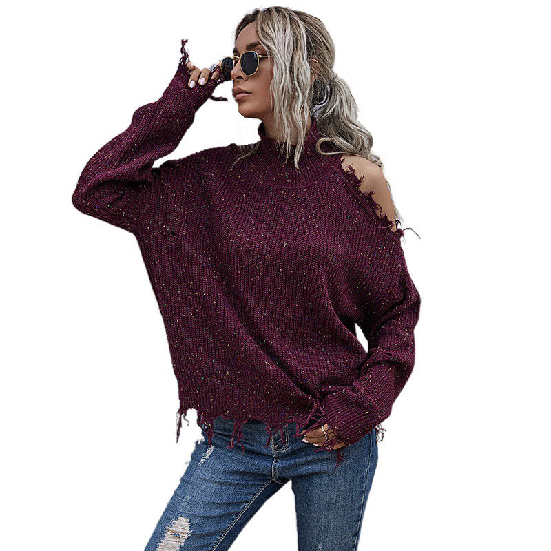 Damen Lässiger Oversized Pullover mit Fransen Drune