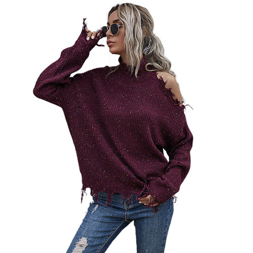 Damen Lässiger Oversized Pullover mit Fransen Drune