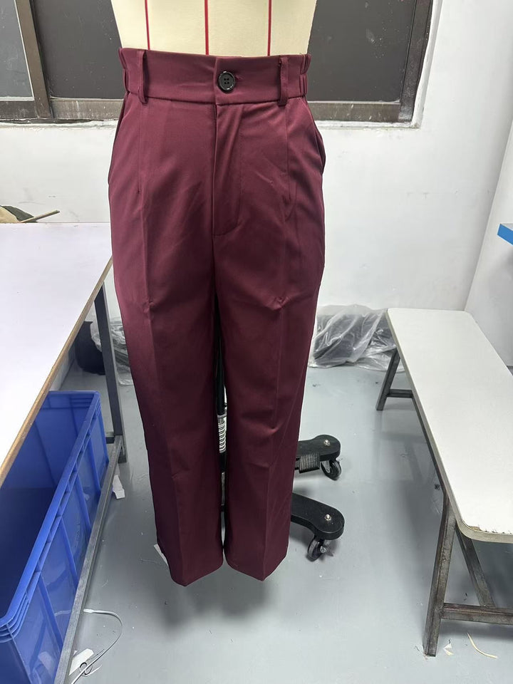Damen Hochtaillierte Palazzo-Hose mit Bügelfalte und Eingrifftaschen Drune