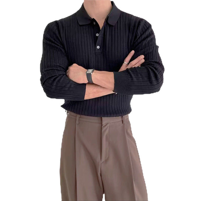 Herren Stilvolles Langarm-Rippstrickoberteil Drune