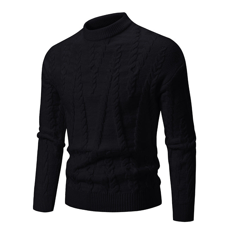 Herren Strickpullover mit klassischem Zopfdesign und hohem Kragen Drune