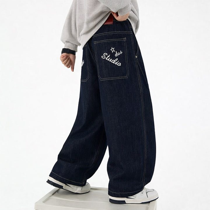 Unisex weite Jeans mit einzigartigem Schriftzug Drune