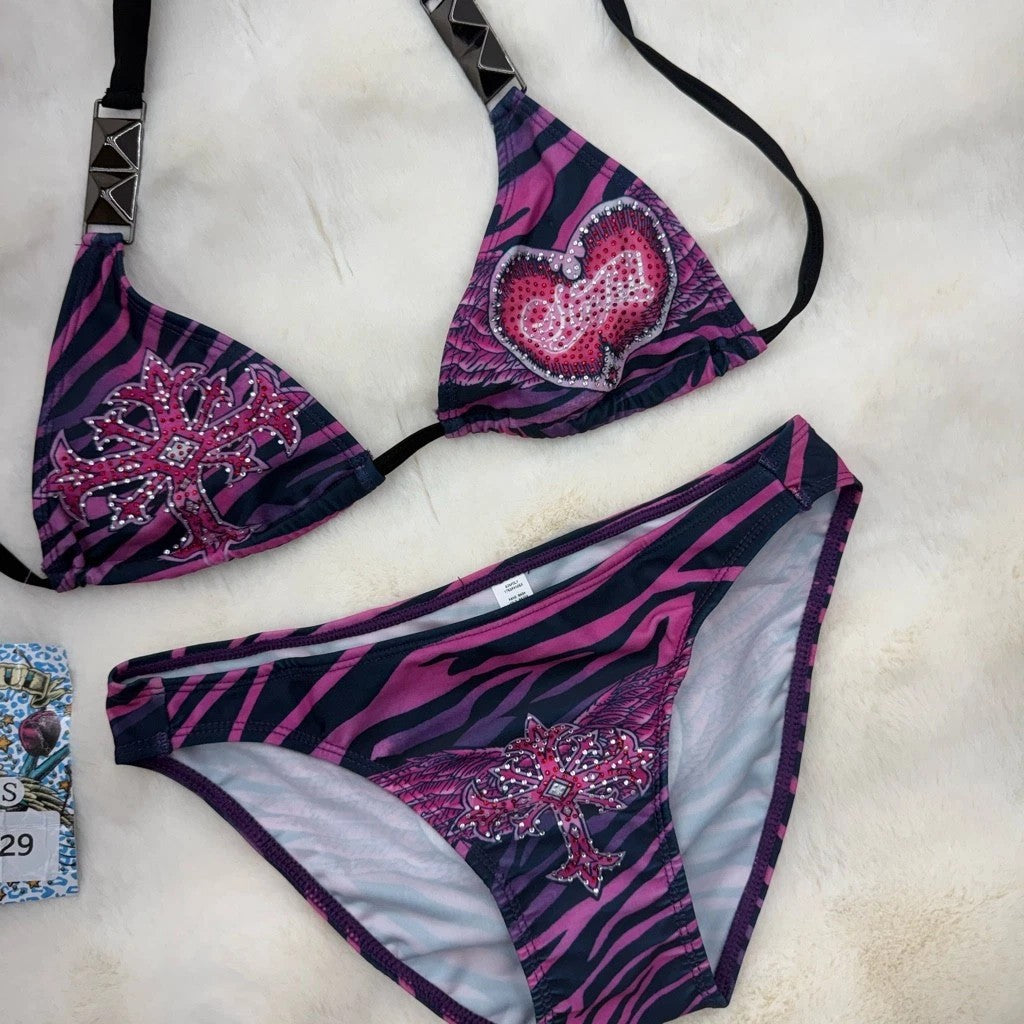 Damen Triangel-Bikini mit kreativem Muster Drune