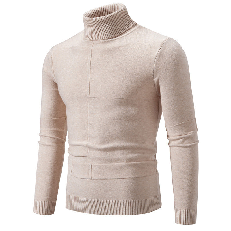 Herren nan feiner Rollkragenpullover mit Strukturnähten, slim-fit und geripptem Bündchen Drune