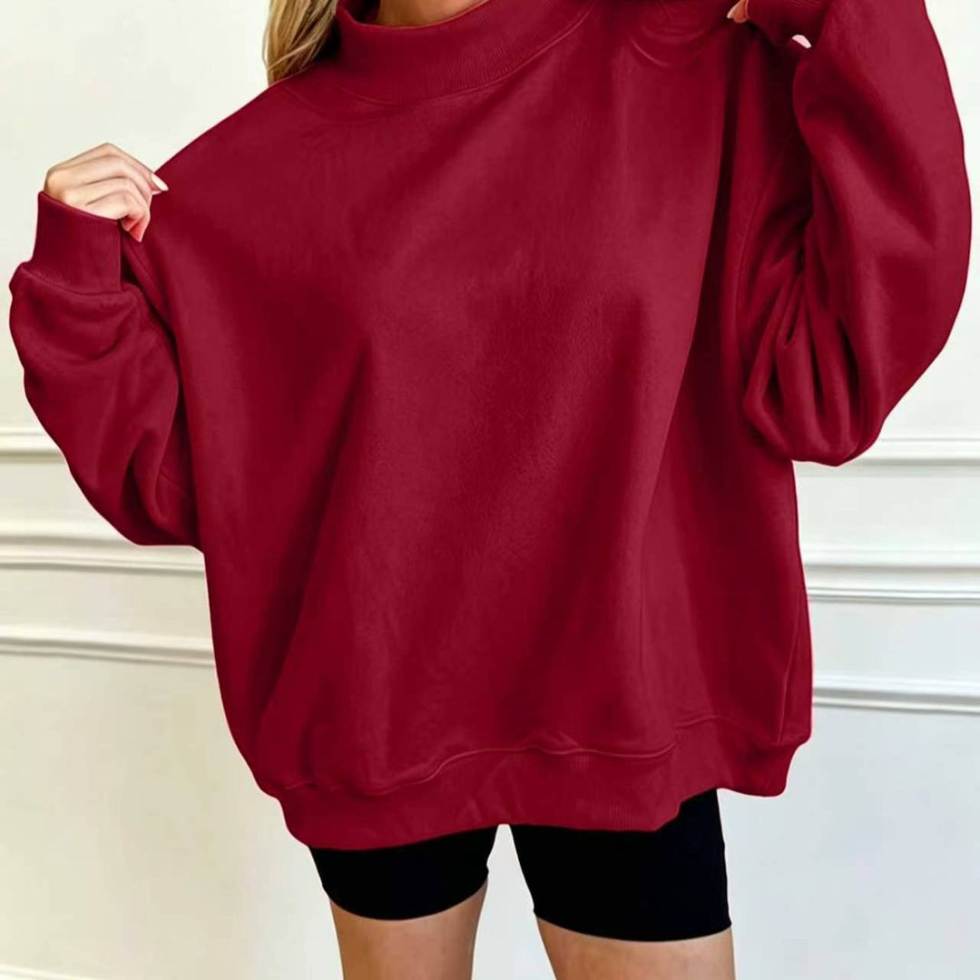 Damen Oversize Sweatshirt mit Stehkragen und Ballonärmeln Drune
