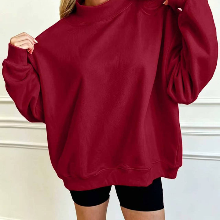 Damen Oversize Sweatshirt mit Stehkragen und Ballonärmeln Drune
