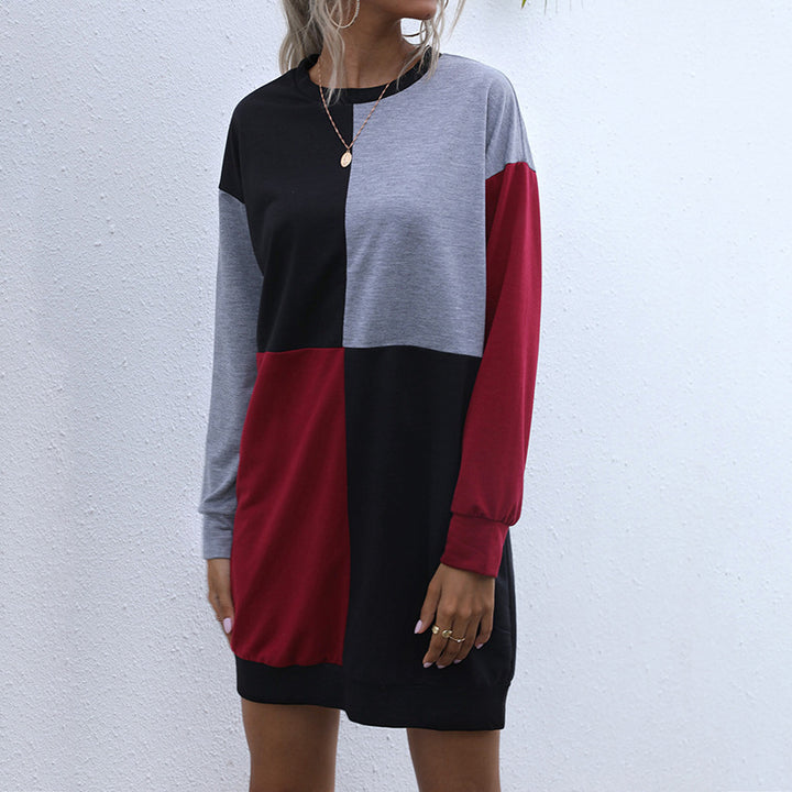 Damen Langarm-Sweatkleid mit Blockpaneelen und weitgeschnittener Passform Drune