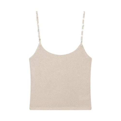 Damen Trägershirt mit feiner Struktur und dekorativen Knöpfen Drune