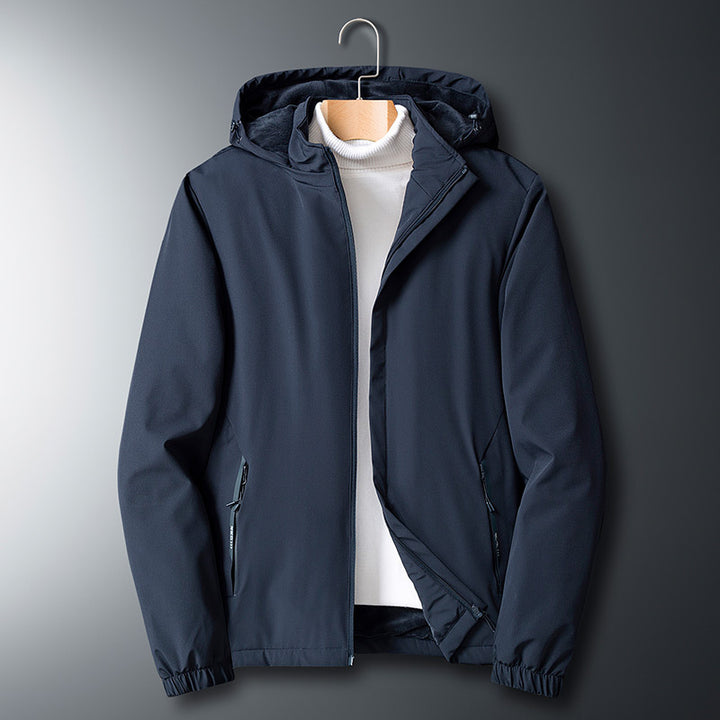 Herren Leichte Softshelljacke mit Microfleece-Futter, Kapuze und verdeckten Reißverschlusstaschen Drune