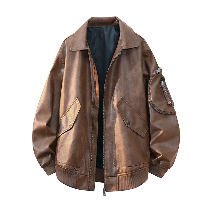Herren Kunstleder Bomberjacke Drune