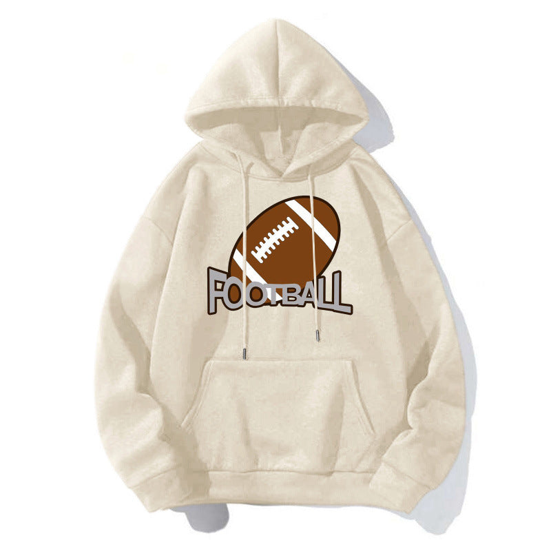 Damen Sportlicher Kapuzenpullover mit Football-Motiv Drune