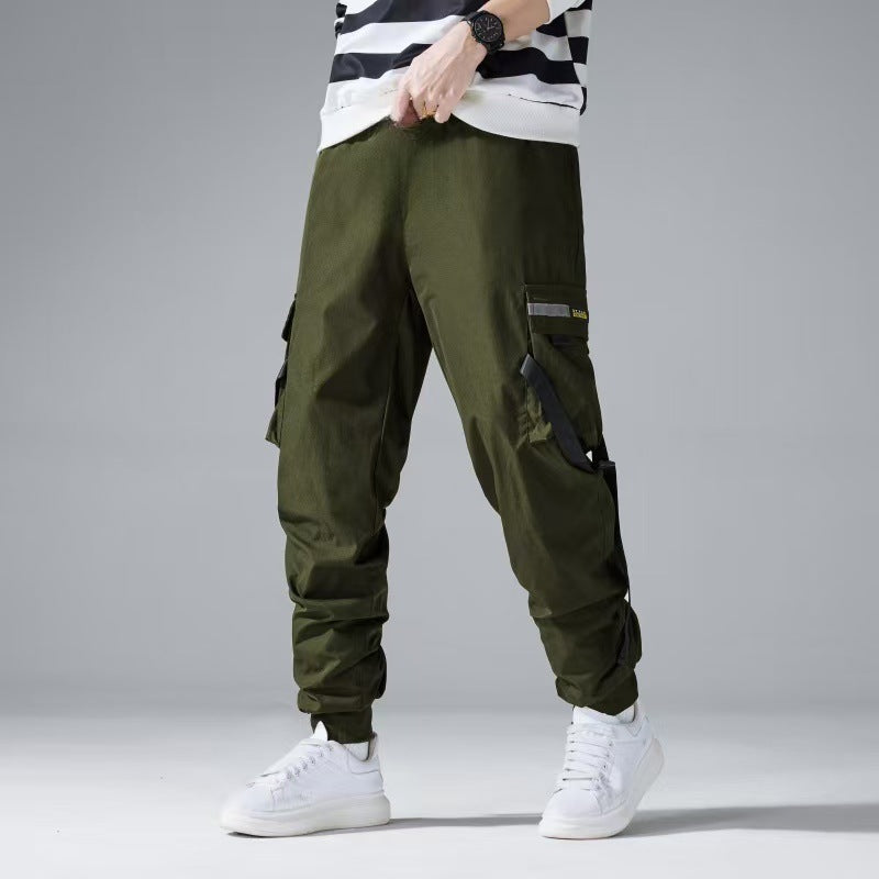 Herren Tapered Cargo-Jogginghose mit mehrfachen Klapp‑ und Gurtbandtaschen Drune