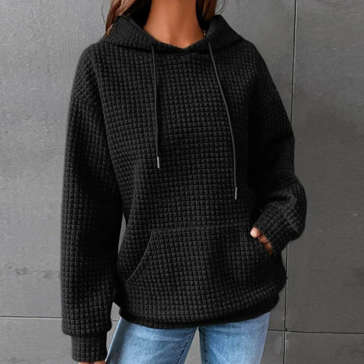 Damen lässiger Hoodie mit strukturierter Oberfläche und praktischer Kängurutasche Drune
