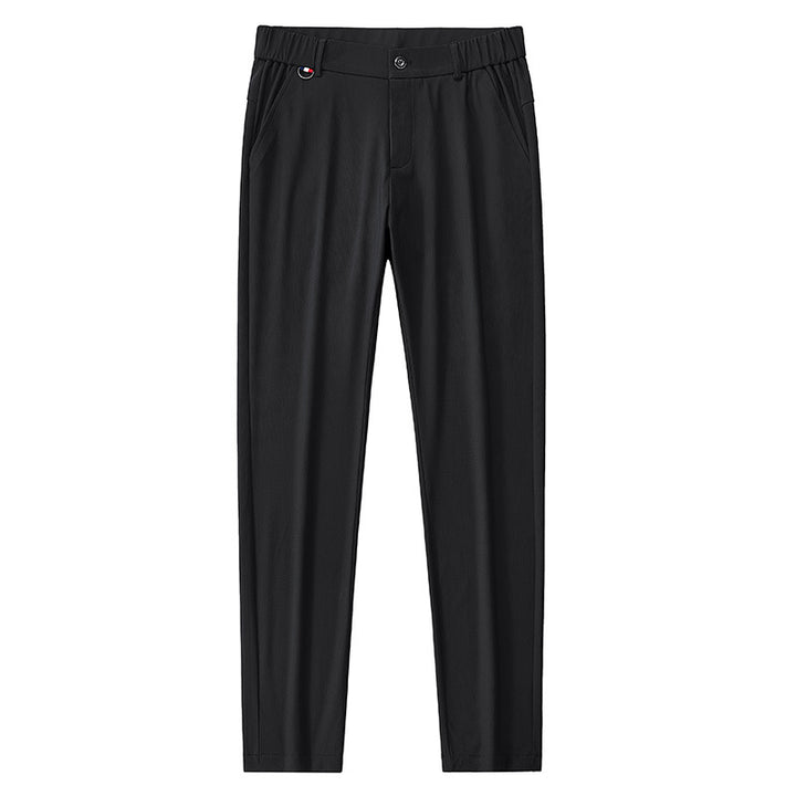 Herren leichte Reisehose mit elastischem Bund, geradem Bein, Reißverschluss-Details und seitlichen Eingrifftaschen Drune