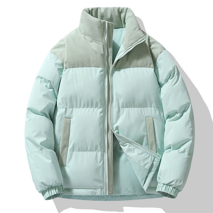 Damen Steppjacke mit Cord-Einsätzen, wattierter Thermofüllung und Stehkragen Drune