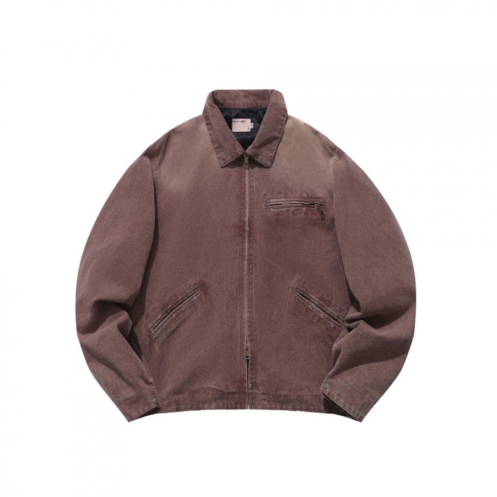 Herren Lockere Workerjacke aus weichem Canvas mit Reißverschluss Drune