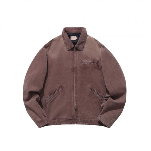 Herren Lockere Workerjacke aus weichem Canvas mit Reißverschluss Drune