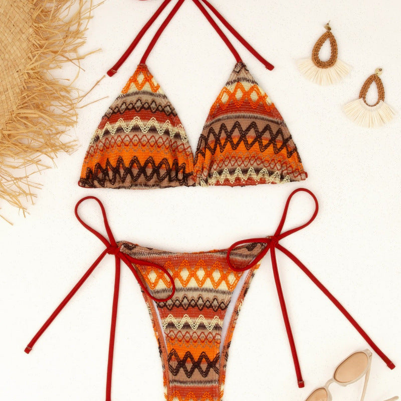 Damen Triangel-Bikini mit farbenfrohem Muster Drune
