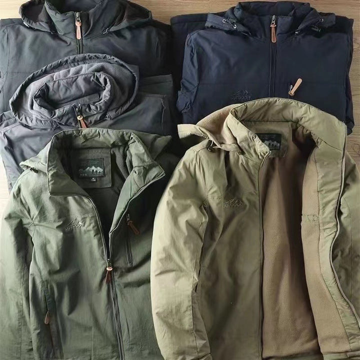 Herren nan wasserabweisende isolierte Allwetter-Trekkingjacke mit verstellbarer Kapuze und verdeckter Brusttasche Drune